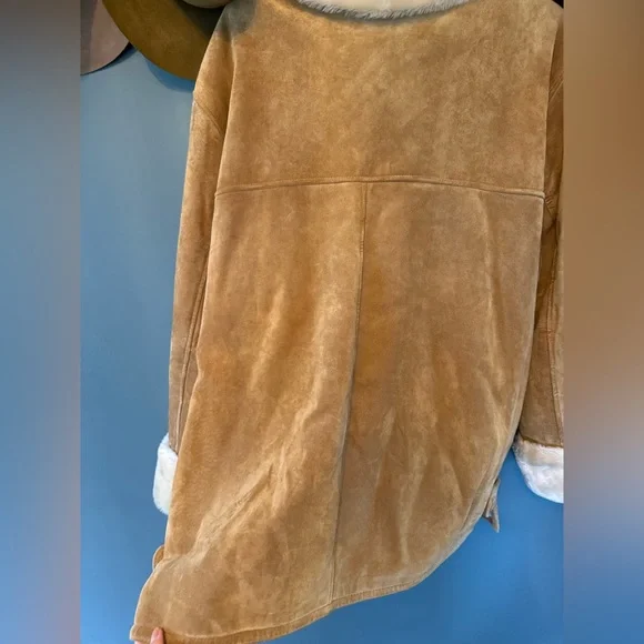 Dennis Basso vintage genuine leather suede fur lined coat sz 1X - Picture 8 of 9